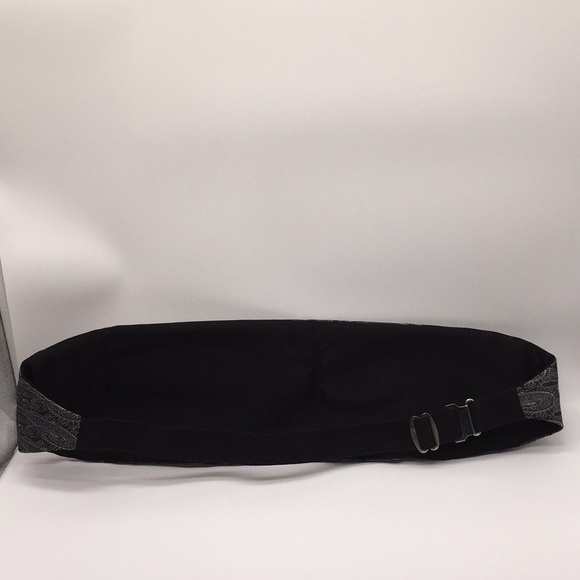 Bow Tie & Cummerbund Black Grey Paisley with Box - Picture 5 of 11